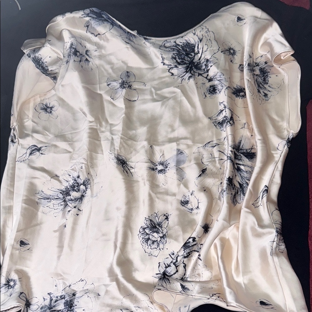 Express Cream and Black Floral Blouse